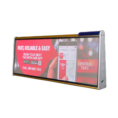 El doble impermeable de la pantalla del tejado LED del taxi echó a un lado las muestras de publicidad programables del tejado del coche
